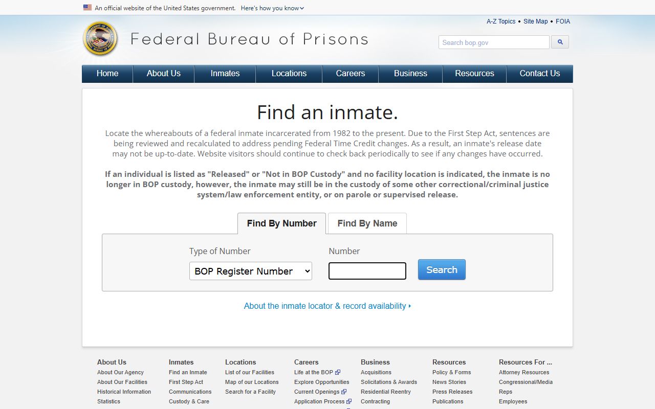 Lee County federal custody BOP inmate locator