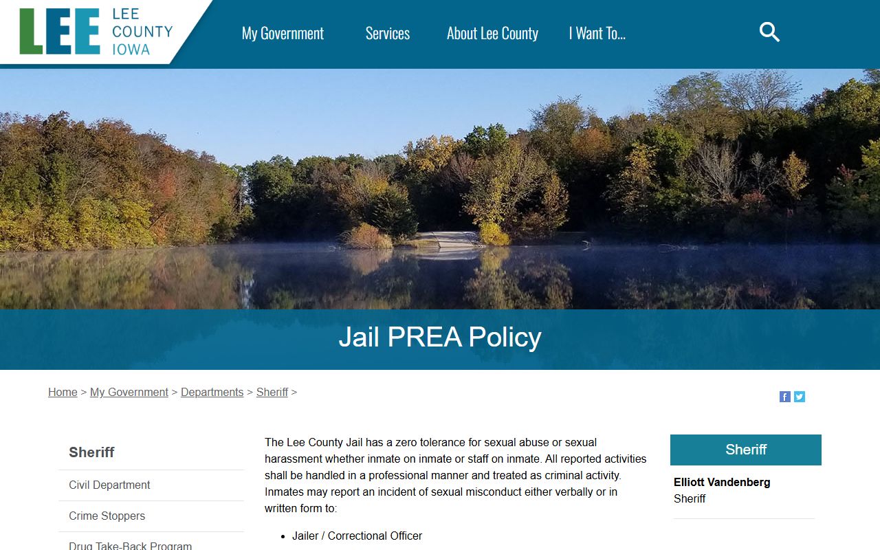 Lee County Jail PREA policy record source